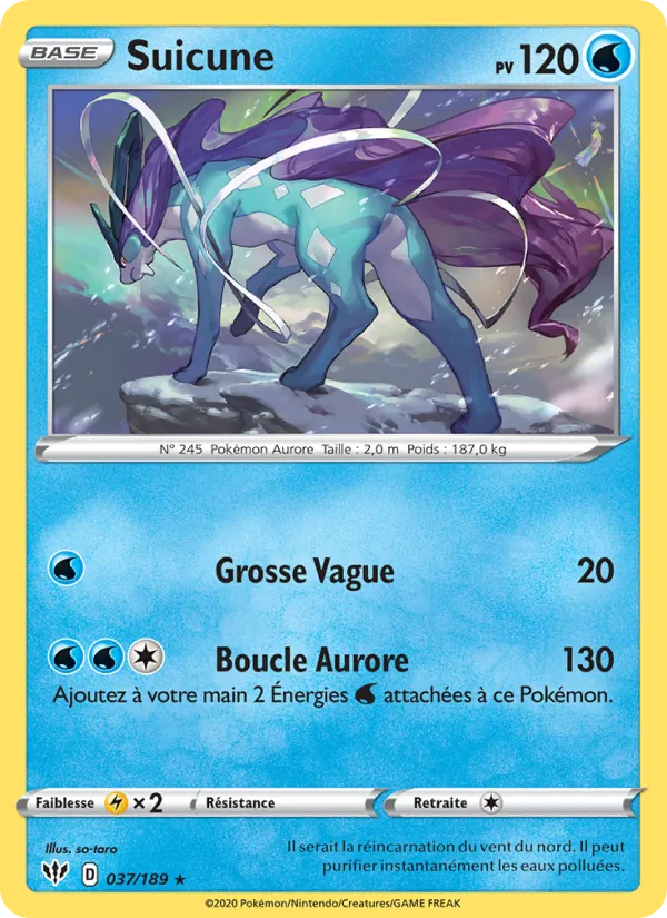 Carte Pokémon Suicune de l'extension Ténèbres Embrasées