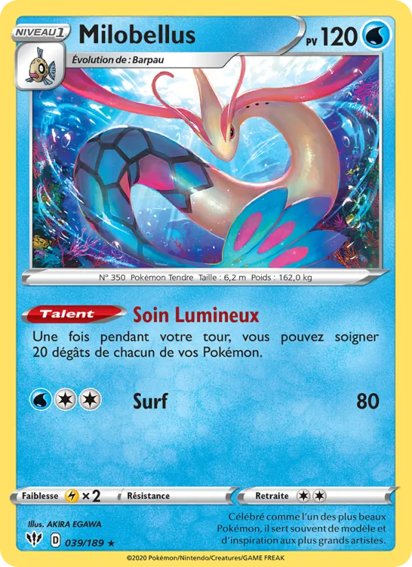 Carte Pokémon Milobellus de l'extension Ténèbres Embrasées