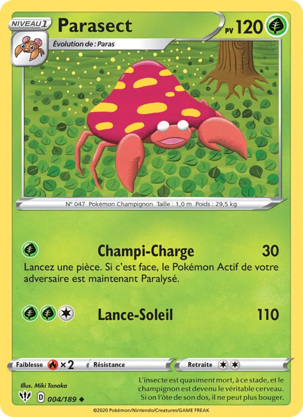 Carte Pokémon Parasect de l'extension Ténèbres Embrasées
