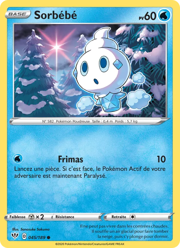 Carte Pokémon Sorbébé de l'extension Ténèbres Embrasées