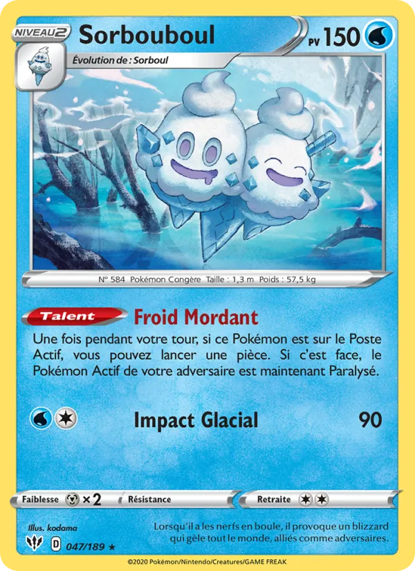 Carte Pokémon Sorbouboul de l'extension Ténèbres Embrasées