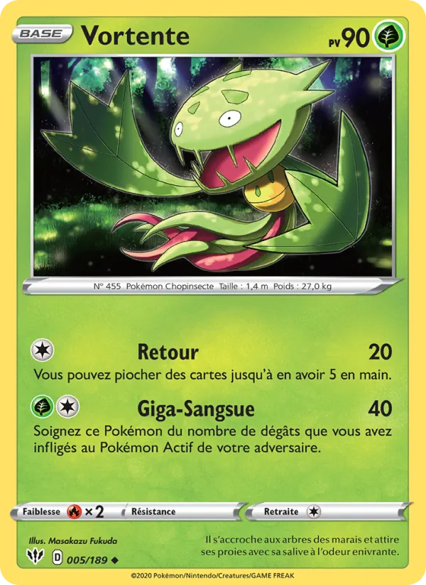 Carte Pokémon Vortente de l'extension Ténèbres Embrasées