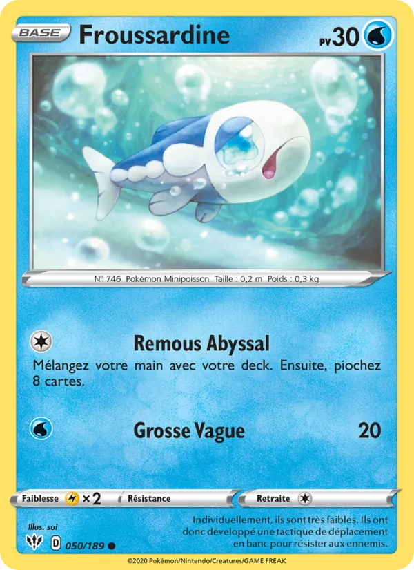 Carte Pokémon Froussardine de l'extension Ténèbres Embrasées