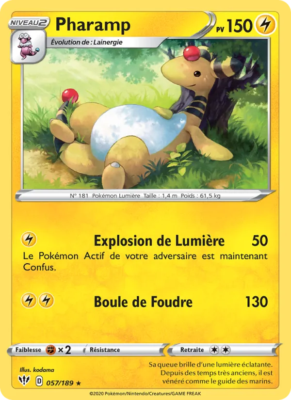 Carte Pokémon Pharamp de l'extension Ténèbres Embrasées