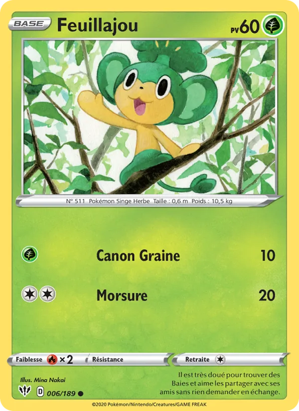 Carte Pokémon Feuillajou de l'extension Ténèbres Embrasées