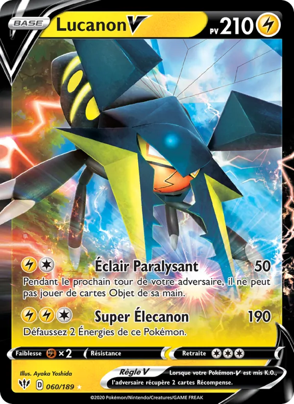 Carte Pokémon Lucanon V de l'extension Ténèbres Embrasées
