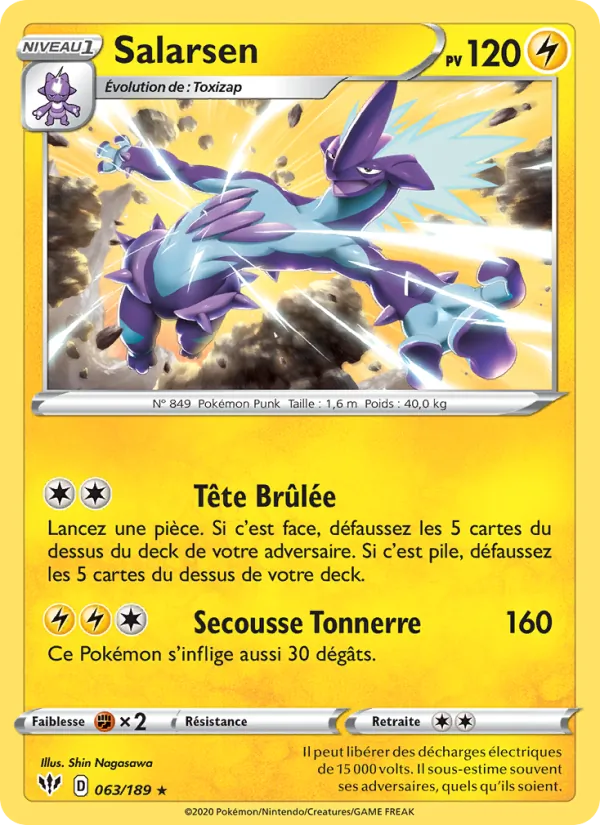 Carte Pokémon Salarsen de l'extension Ténèbres Embrasées