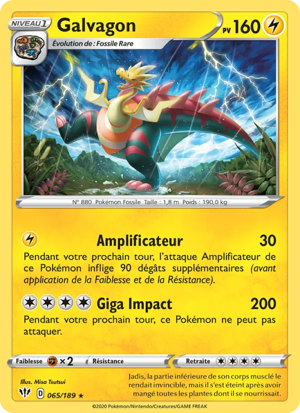 Carte Pokémon Galvagon de l'extension Ténèbres Embrasées