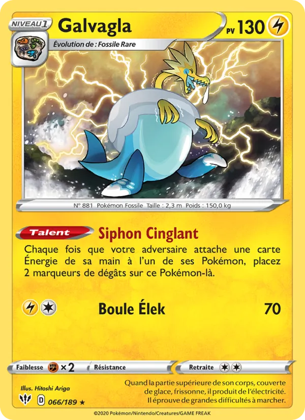 Carte Pokémon Galvagla de l'extension Ténèbres Embrasées