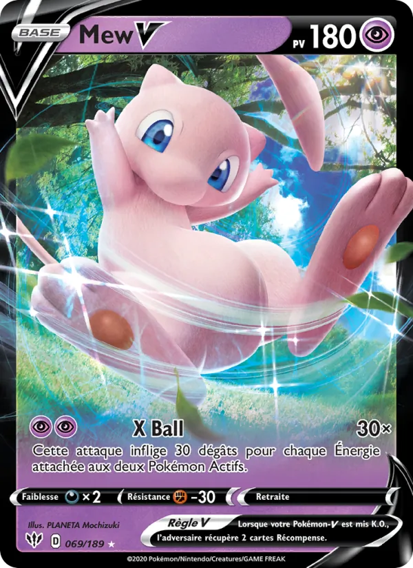 Carte Pokémon Mew V de l'extension Ténèbres Embrasées