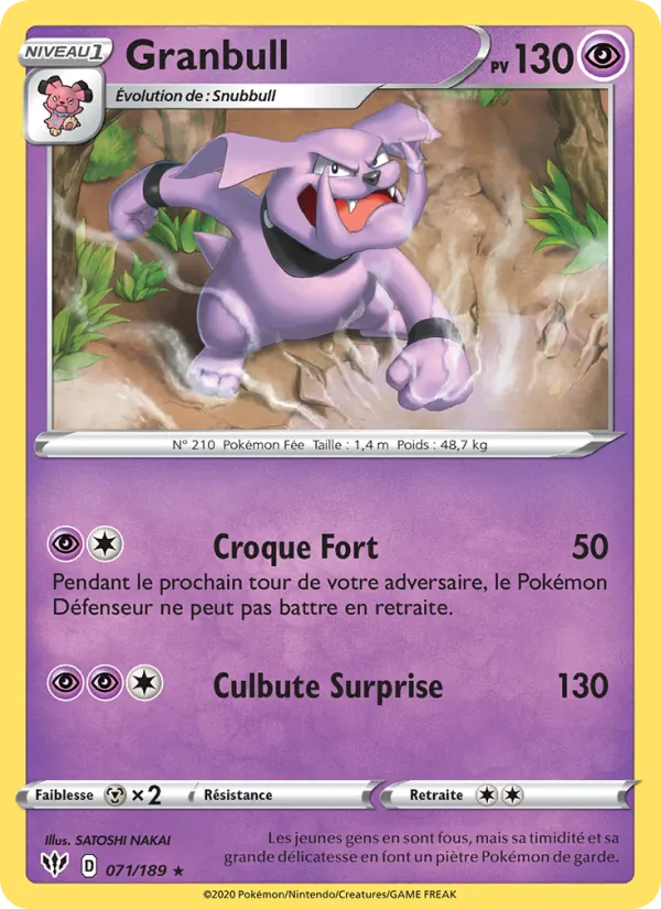 Carte Pokémon Granbull de l'extension Ténèbres Embrasées