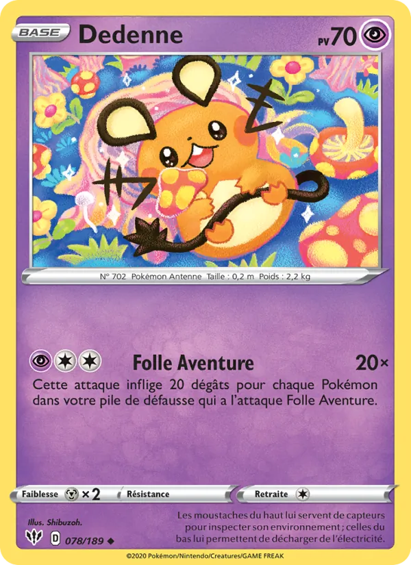 Carte Pokémon Dedenne de l'extension Ténèbres Embrasées