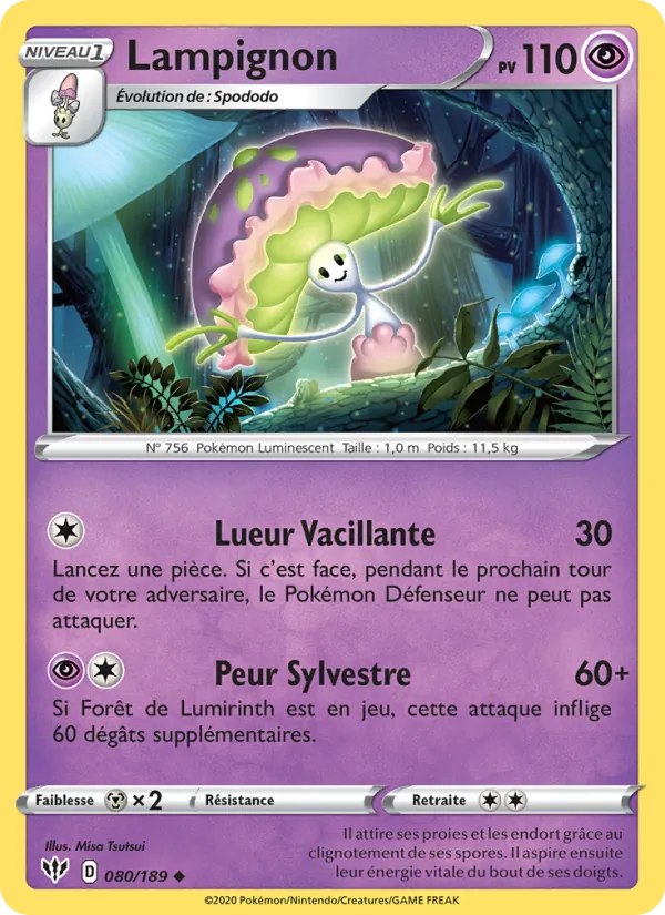 Carte Pokémon Lampignon de l'extension Ténèbres Embrasées