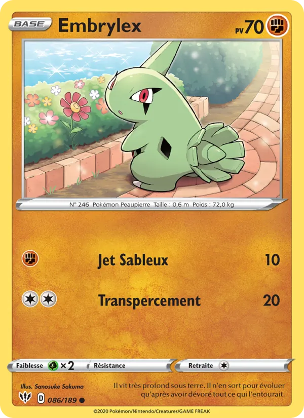 Carte Pokémon Embrylex de l'extension Ténèbres Embrasées