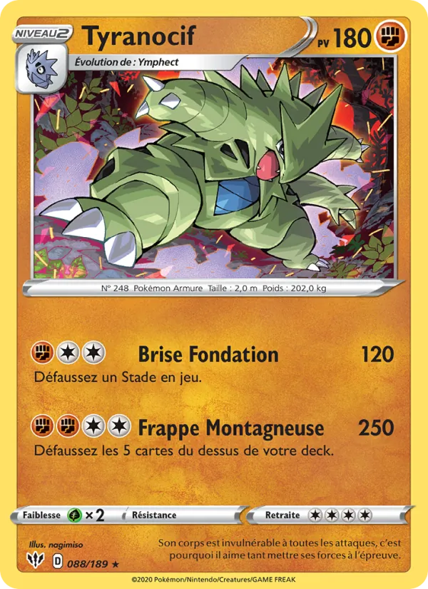 Carte Pokémon Tyranocif de l'extension Ténèbres Embrasées