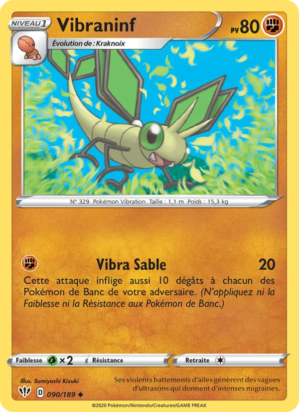 Carte Pokémon Vibraninf de l'extension Ténèbres Embrasées