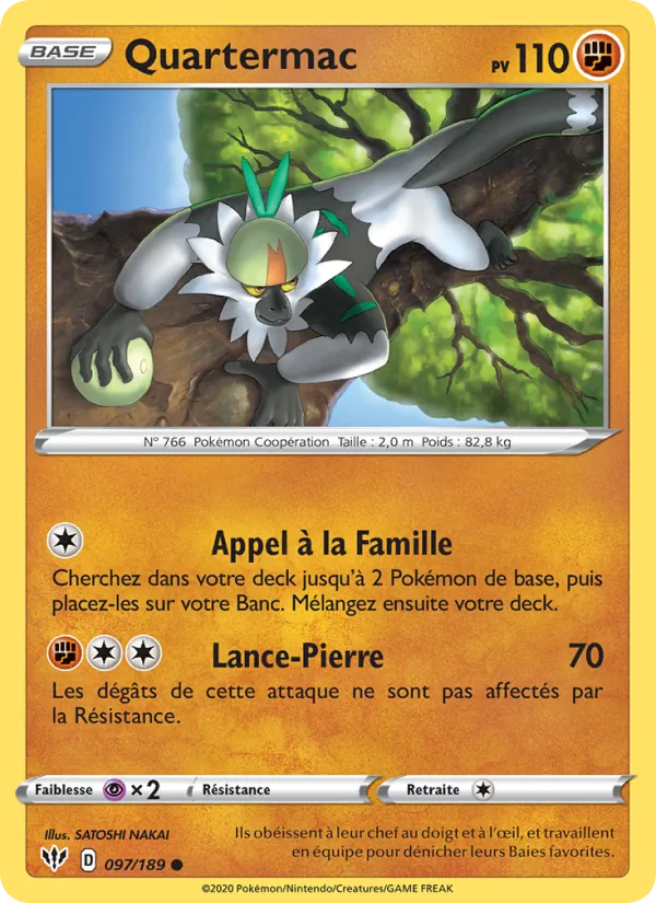 Carte Pokémon Quartermac de l'extension Ténèbres Embrasées
