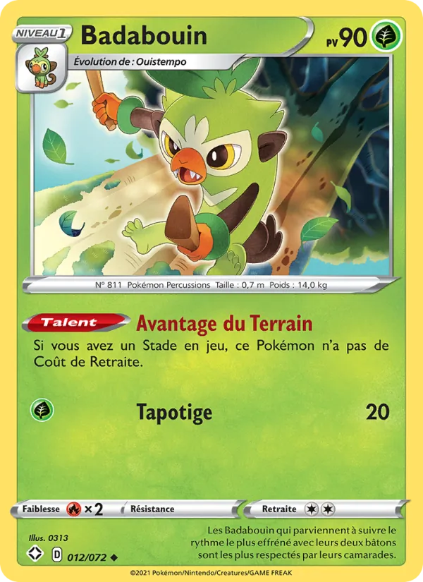Carte Pokémon Badabouin de l'extension Destinées Radieuses