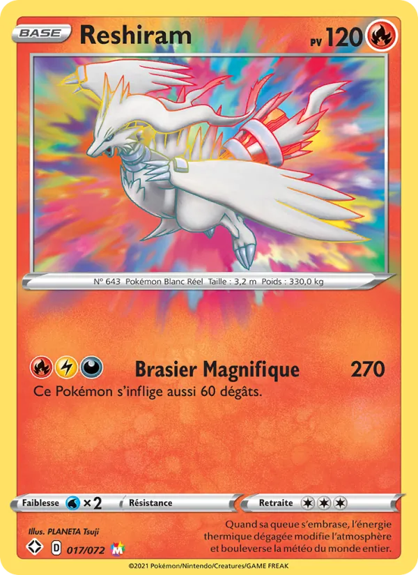 Carte Pokémon Reshiram de l'extension Destinées Radieuses