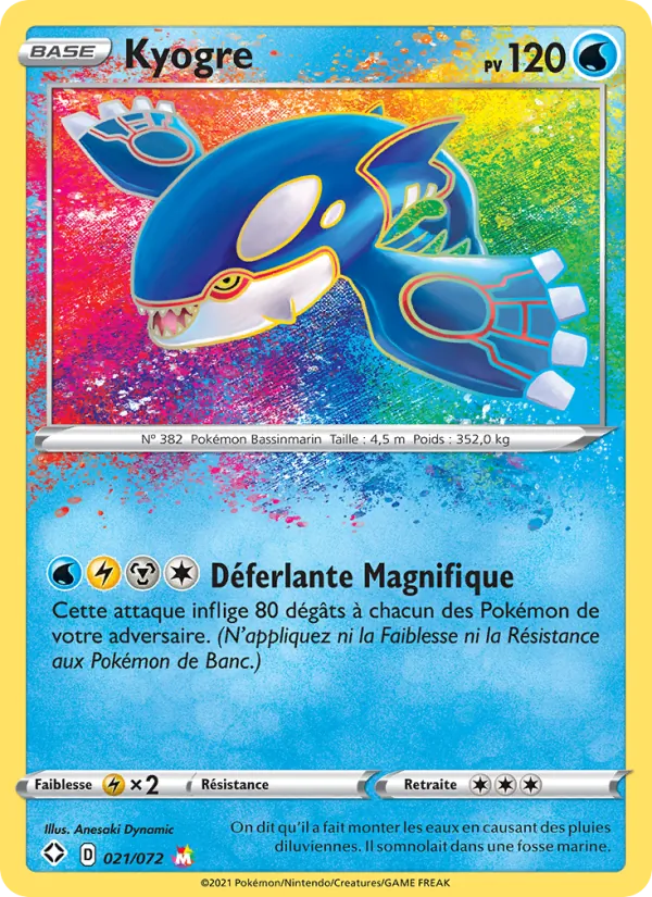 Carte Pokémon Kyogre de l'extension Destinées Radieuses