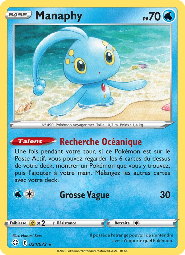 Carte Pokémon Manaphy de l'extension Destinées Radieuses