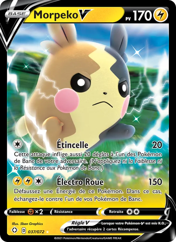 Carte Pokémon Morpeko V de l'extension Destinées Radieuses