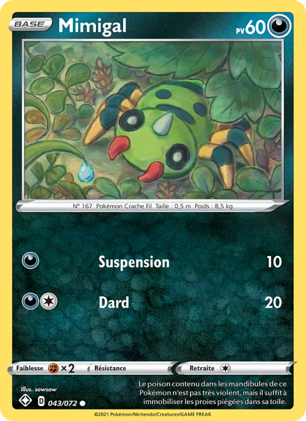 Carte Pokémon Mimigal de l'extension Destinées Radieuses