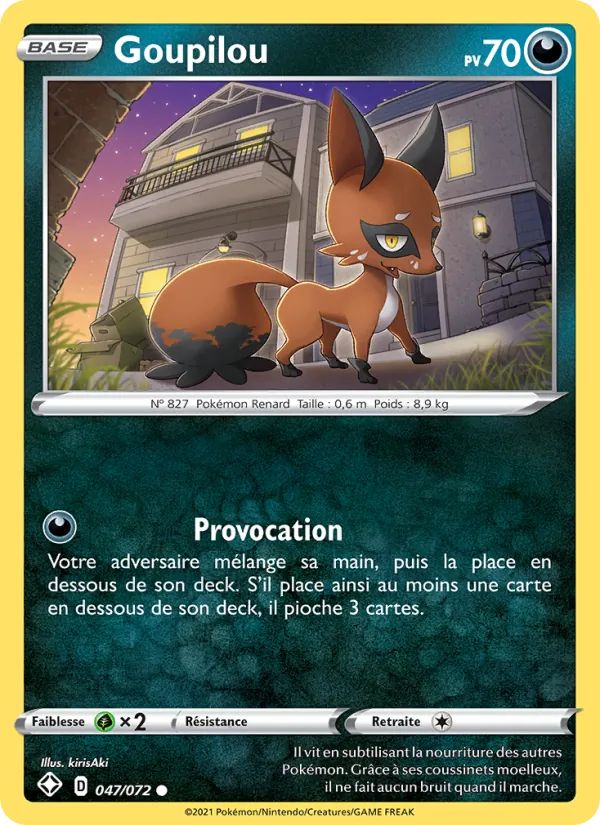 Carte Pokémon Goupilou de l'extension Destinées Radieuses