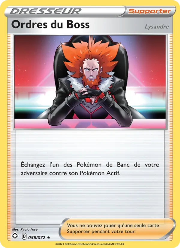 Carte Pokémon Ordres du Boss (Lysandre) de l'extension Destinées Radieuses