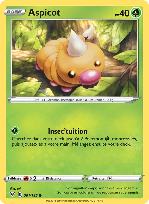 Carte Pokémon Aspicot de l'extension Voltage Éclatant