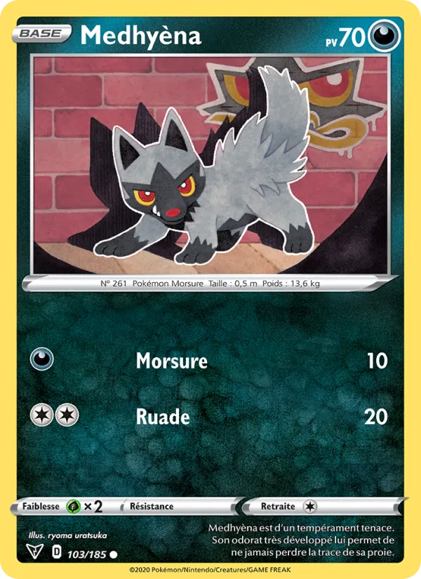 Carte Pokémon Medhyèna de l'extension Voltage Éclatant