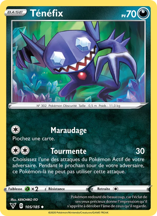 Carte Pokémon Ténéfix de l'extension Voltage Éclatant