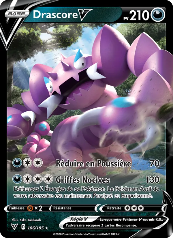 Carte Pokémon Drascore V de l'extension Voltage Éclatant