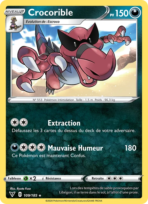 Carte Pokémon Crocorible de l'extension Voltage Éclatant