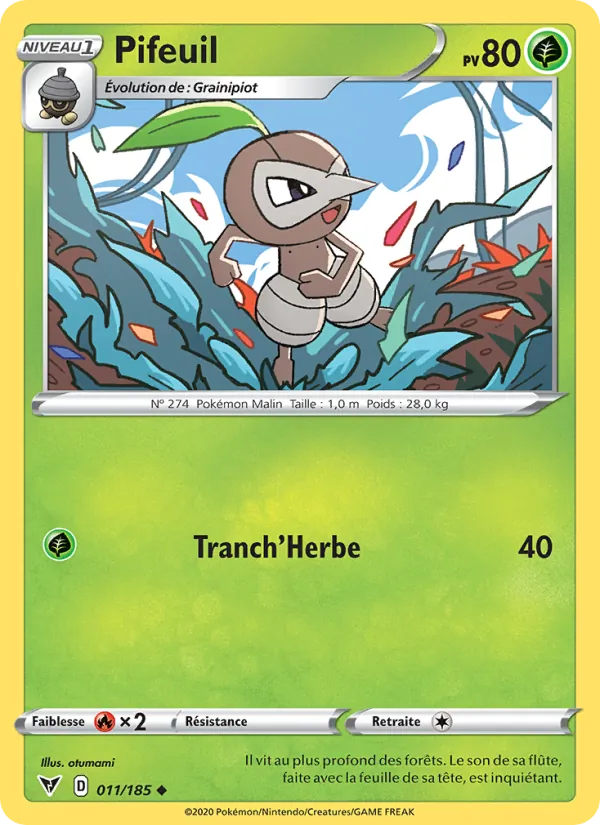 Carte Pokémon Pifeuil de l'extension Voltage Éclatant