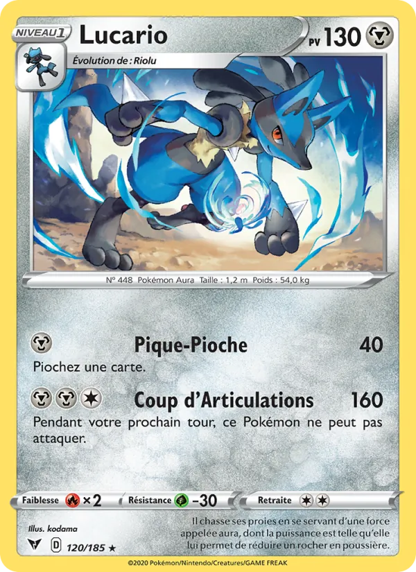 Carte Pokémon Lucario de l'extension Voltage Éclatant