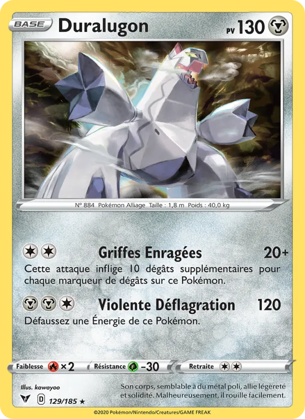 Carte Pokémon Duralugon de l'extension Voltage Éclatant