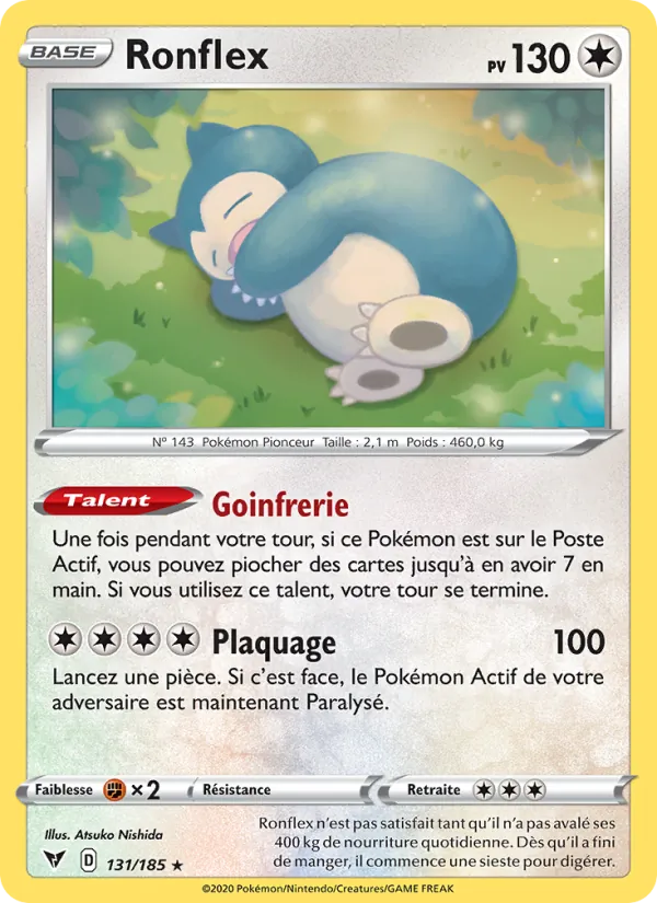 Carte Pokémon Ronflex de l'extension Voltage Éclatant