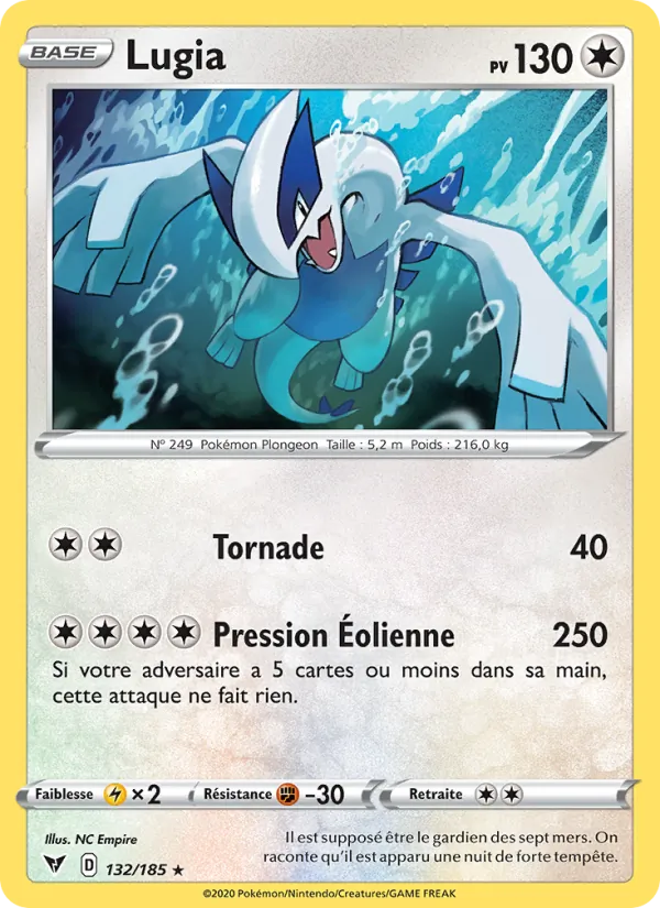 Carte Pokémon Lugia de l'extension Voltage Éclatant
