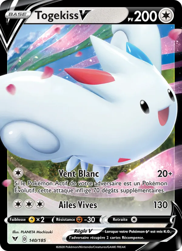 Carte Pokémon Togekiss V de l'extension Voltage Éclatant