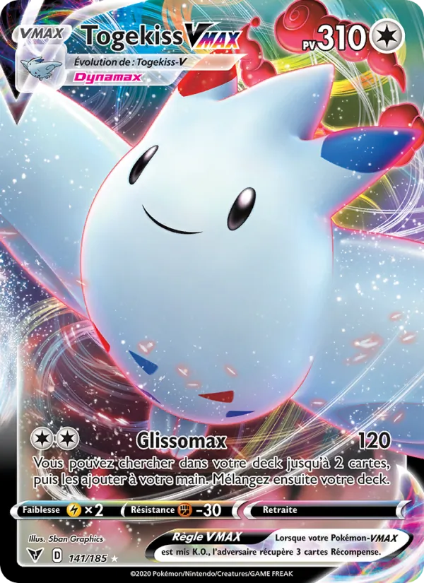 Carte Pokémon Togekiss VMAX de l'extension Voltage Éclatant