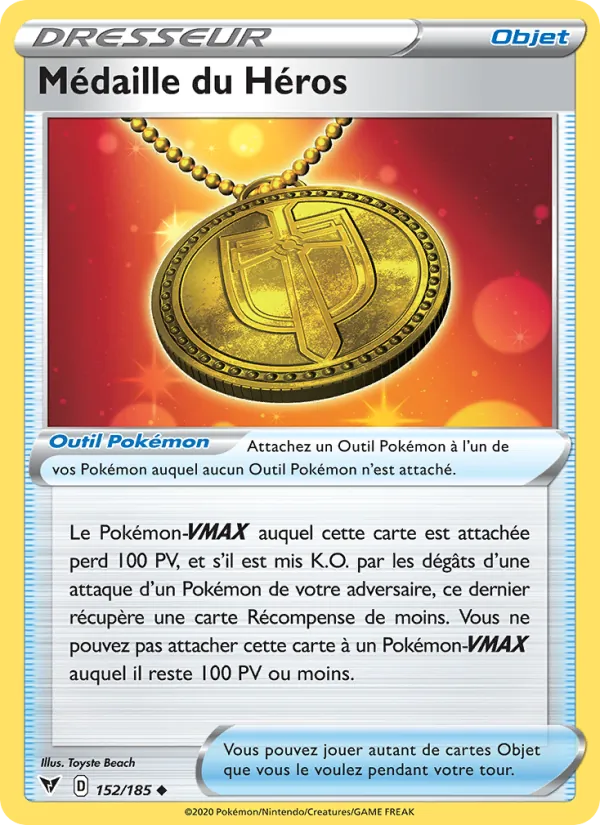 Carte Pokémon Médaille du Héros de l'extension Voltage Éclatant