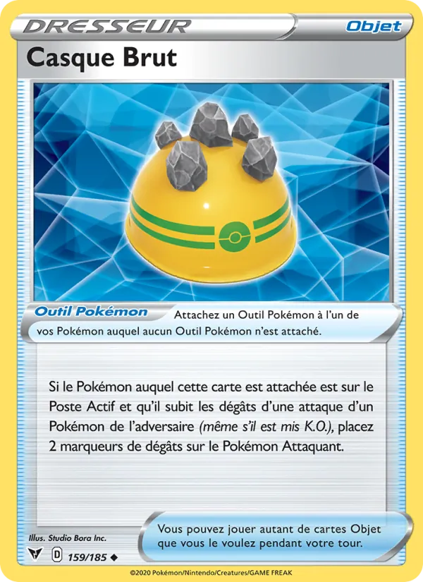Carte Pokémon Casque Brut de l'extension Voltage Éclatant