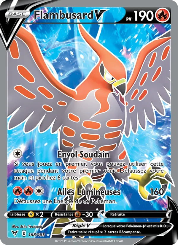 Carte Pokémon Flambusard V de l'extension Voltage Éclatant