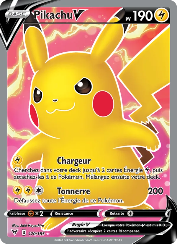 Carte Pokémon Pikachu V de l'extension Voltage Éclatant