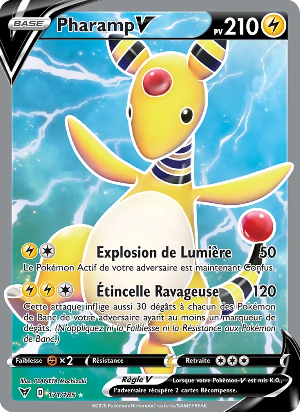 Carte Pokémon Pharamp V de l'extension Voltage Éclatant