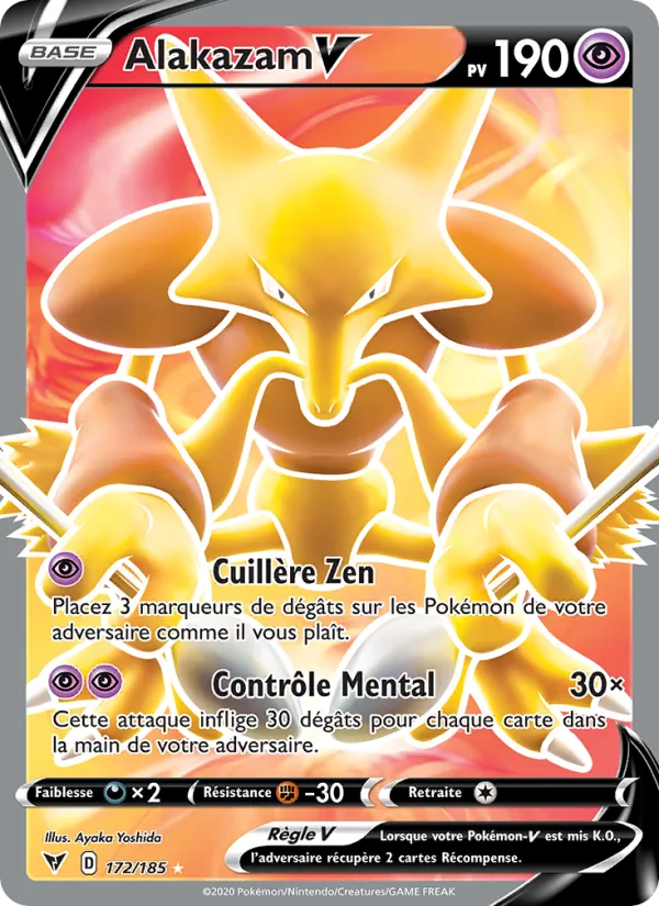 Carte Pokémon Alakazam V de l'extension Voltage Éclatant