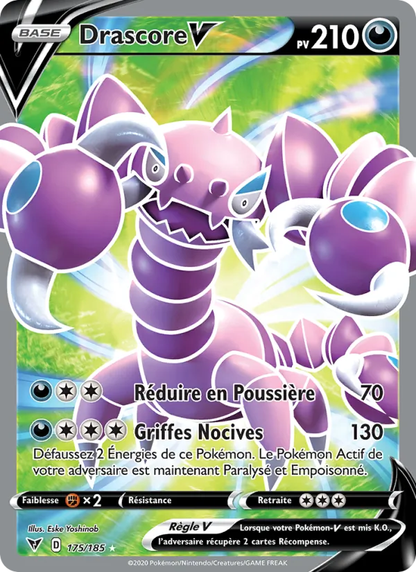 Carte Pokémon Drascore V de l'extension Voltage Éclatant