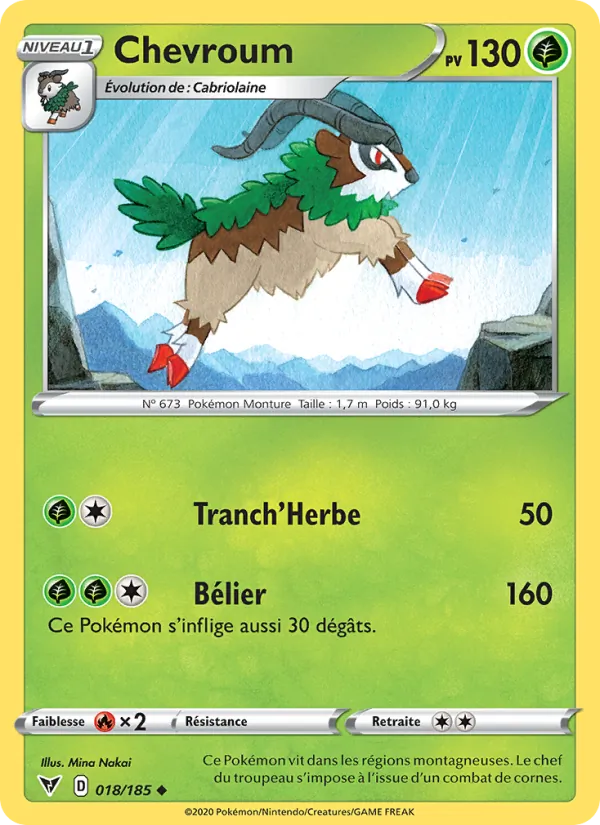 Carte Pokémon Chevroum de l'extension Voltage Éclatant