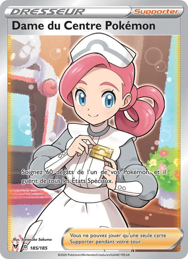 Carte Pokémon Dame du Centre Pokémon de l'extension Voltage Éclatant